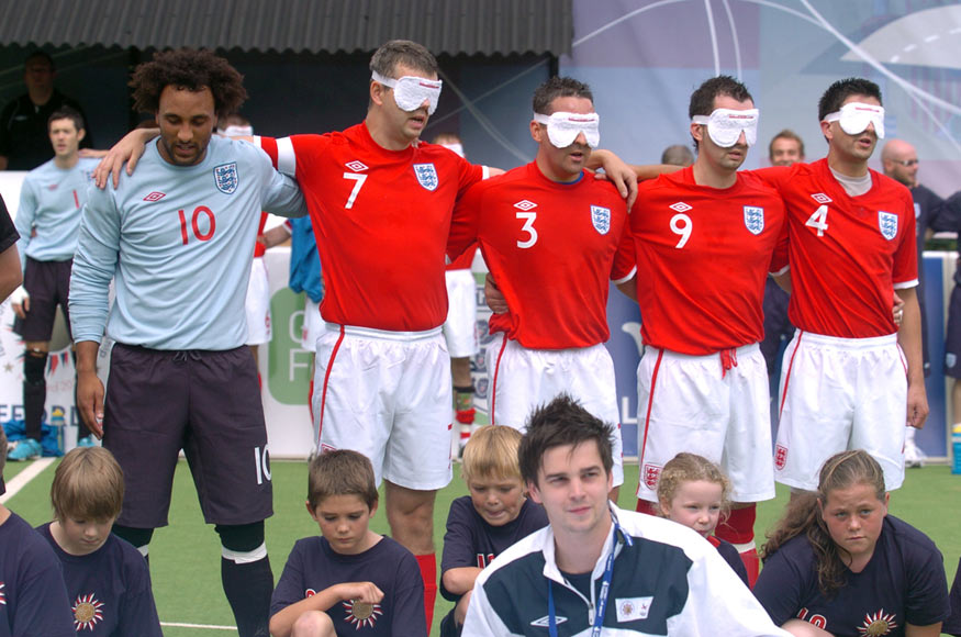 England line up ahead of their Blind World Championship semi-final defeat to Brazil.